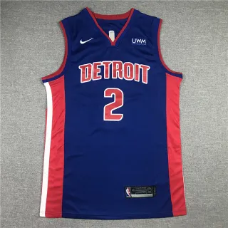 Nike Detroit Pistons Cade Cunningham #2 海军红 V领 无袖 侧边条纹 球衣