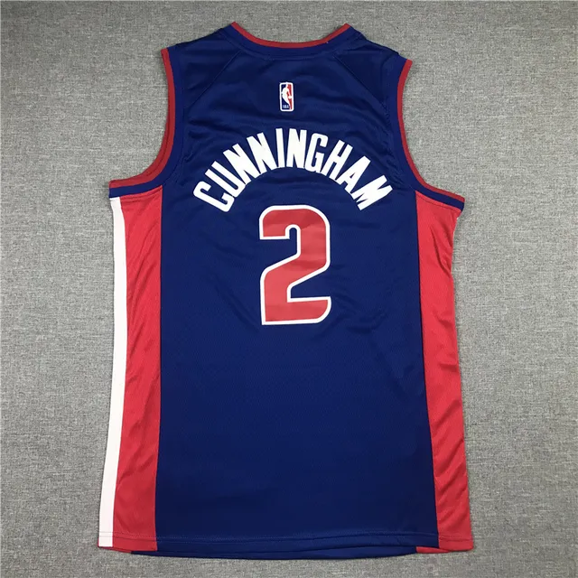 Nike Detroit Pistons Cade Cunningham #2 নেভি রেড ভি-নেক স্লিভলেস সাইড স্ট্রাইপ জার্সি 3