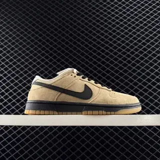 Nike Dunk Low بيج سويد أسود Swoosh أسلوب حياة أحذية رياضية