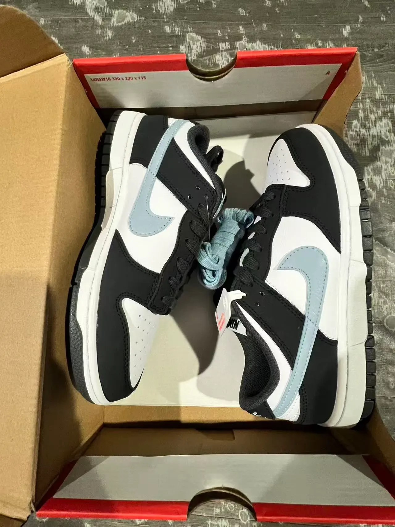 Nike Dunk Low Black White Light Blue Lifestyle Sneakers 9