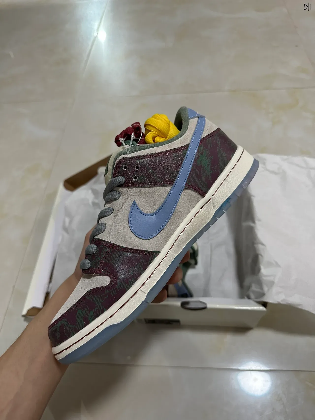 Nike Dunk Low Maroon Green Camo Lifestyle Sneakers 5