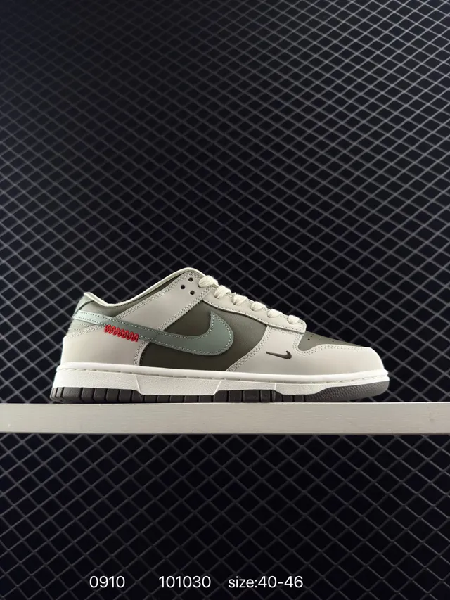 Nike Dunk Low Olive Gray Red brodées chaussures de skateboard 6