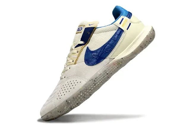Nike Gato 蓝黄 麂皮面 穿孔 Swoosh Overlay 室内足球鞋 3