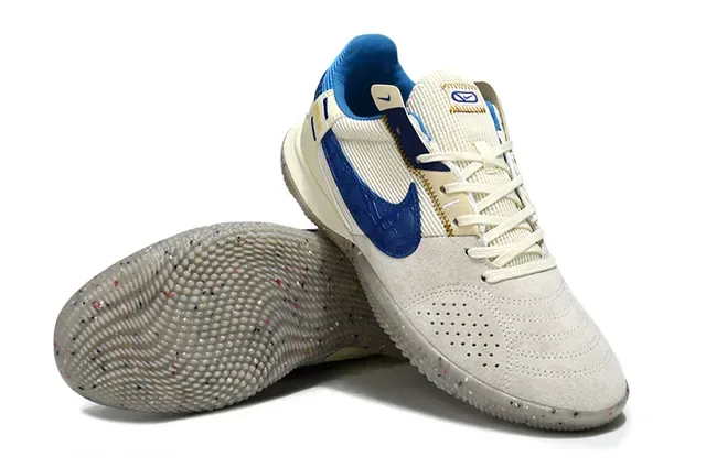 Nike Gato 蓝黄 麂皮面 穿孔 Swoosh Overlay 室内足球鞋 4
