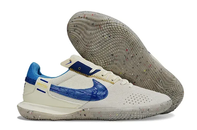 Nike Gato 蓝黄 麂皮面 穿孔 Swoosh Overlay 室内足球鞋 6