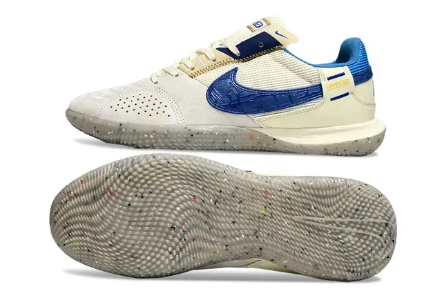 Nike Gato 蓝黄 麂皮面 穿孔 Swoosh Overlay 室内足球鞋 7