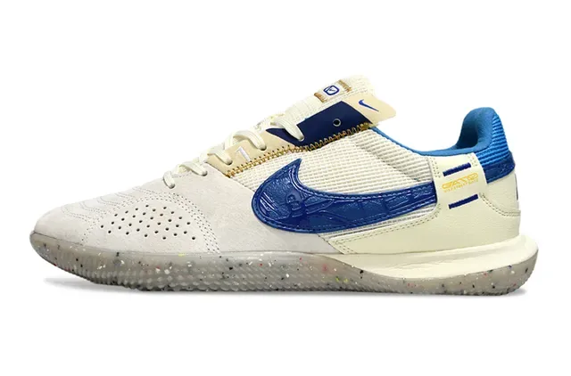 Nike Gato 蓝黄 麂皮面 穿孔 Swoosh Overlay 室内足球鞋 8