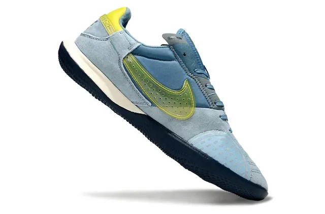 Nike Gato 蓝黄 麂皮面 穿孔 Swoosh Overlay 室内足球鞋 16