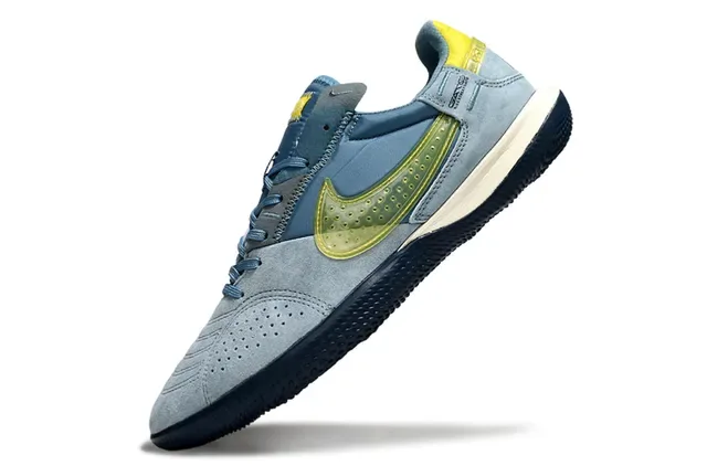 Nike Gato 蓝黄 麂皮面 穿孔 Swoosh Overlay 室内足球鞋 17