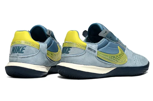 Nike Gato 蓝黄 麂皮面 穿孔 Swoosh Overlay 室内足球鞋 19