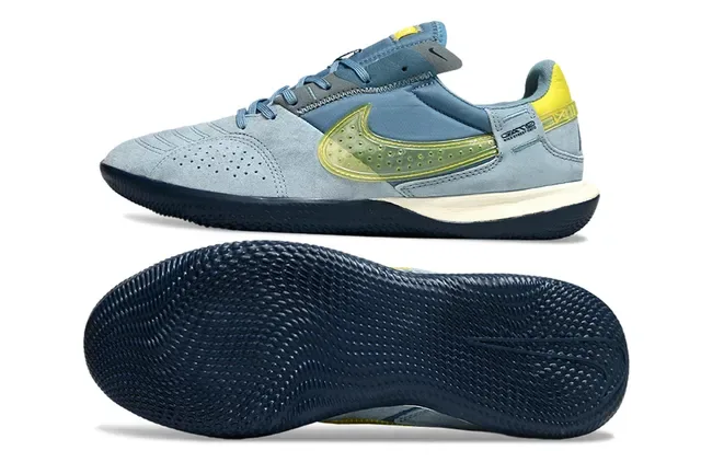 Nike Gato 蓝黄 麂皮面 穿孔 Swoosh Overlay 室内足球鞋 20