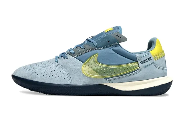 Nike Gato 蓝黄 麂皮面 穿孔 Swoosh Overlay 室内足球鞋 21