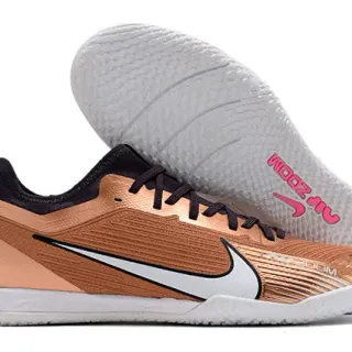 Nike Gold Black Metallic Copper Upper Laces And Collar Indoor Soccer Shoes