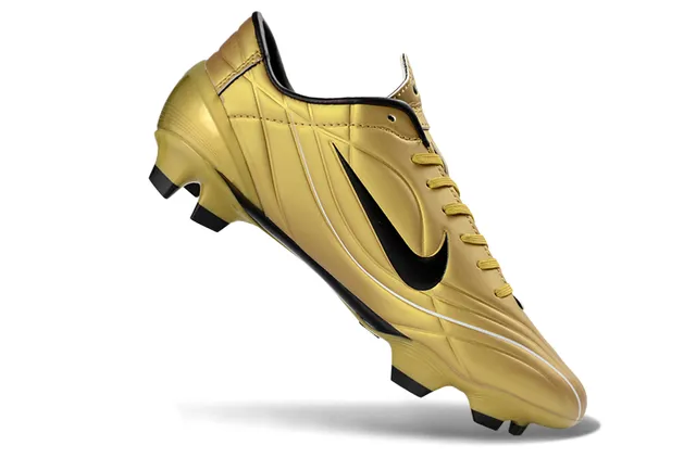 Nike Chaussures de football avec empeigne synthétique or noir métallique Swoosh et accents pour sol ferme 2