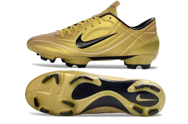 Nike Chaussures de football avec empeigne synthétique or noir métallique Swoosh et accents pour sol ferme 6