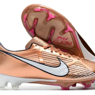 Nike Gold Pink Metallic Copper Upper White Swoosh Firm-Ground Soccer Shoes