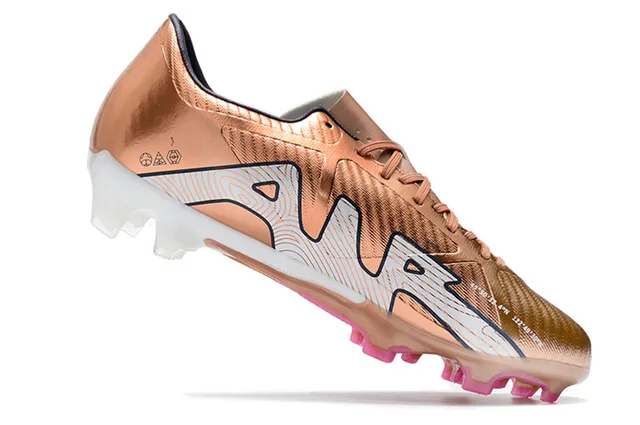Nike Gold Pink Metallic Copper Upper White Swoosh Firm-Ground Soccer Shoes 23