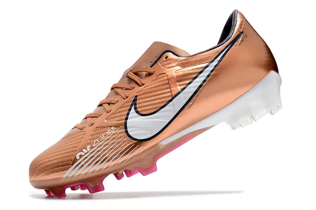 Nike Gold Pink Metallic Copper Upper White Swoosh Firm-Ground Soccer Shoes 24