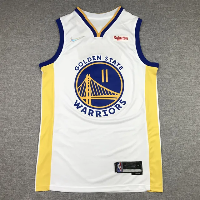 Nike Golden State Warriors Klay Thompson #11 White Yellow Sleeveless V-Neck Jersey 3