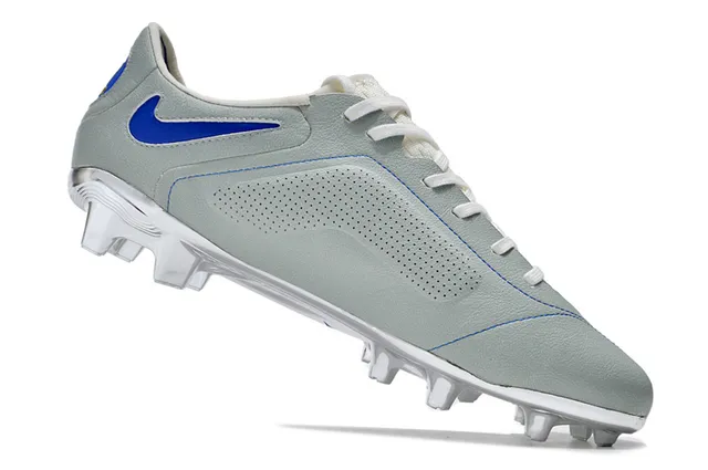 Nike Chaussures de football cuir gris bleu upper matelassé vamp firm-ground 2