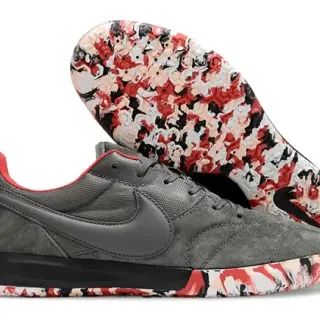 Nike رمادي أحمر منخفضة سويدي شبك