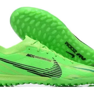 Nike Green Black Low-Cut Synthetic Knit Upper Conical Studs Turf Soccer Shoes