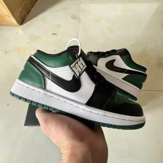 نيكي أخضر أسود أحذية رياضية low-top جلد بانيلد أسلوب الحياة