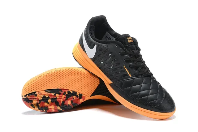 Nike Hypervenom Phantom Noir Orange Upper Synthétique Matelassé Silhouette Low-Top Chaussures de Football Indoor 3
