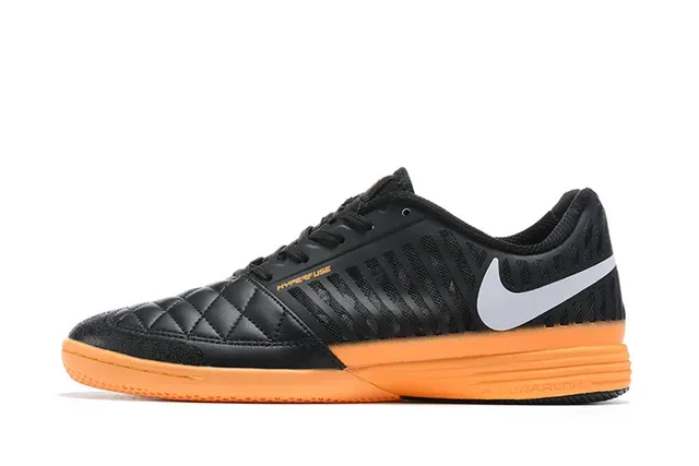 Nike Hypervenom Phantom Noir Orange Upper Synthétique Matelassé Silhouette Low-Top Chaussures de Football Indoor 7
