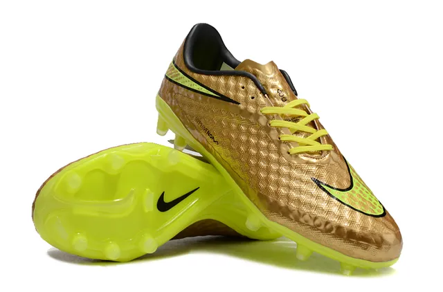 Nike Hypervenom Phantom II Gold Neon Firm-Ground Soccer Shoes 4