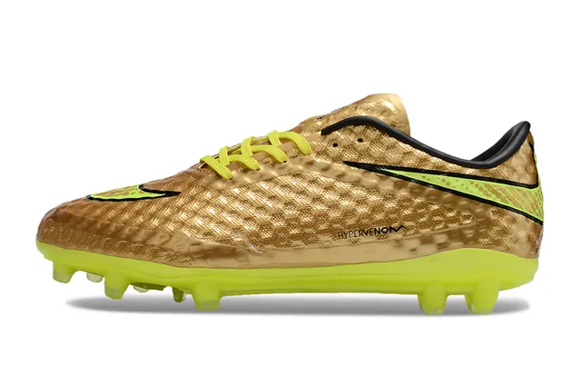 Nike Hypervenom Phantom II Gold Neon Firm-Ground Soccer Shoes 7