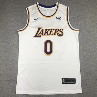 Nike Lakers #0 White Purple Gold 篮球球衣