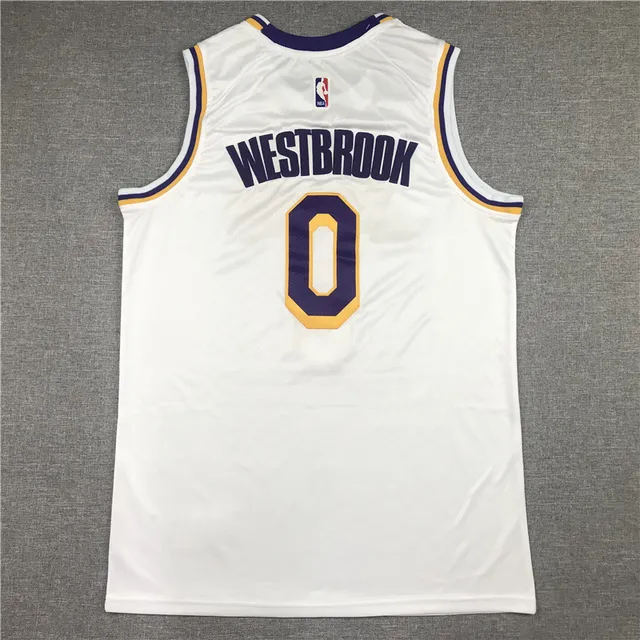 Nike Lakers #0 White Purple Gold 篮球球衣 2