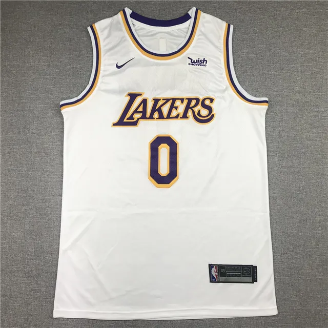 Nike Lakers #0 White Purple Gold 篮球球衣 3