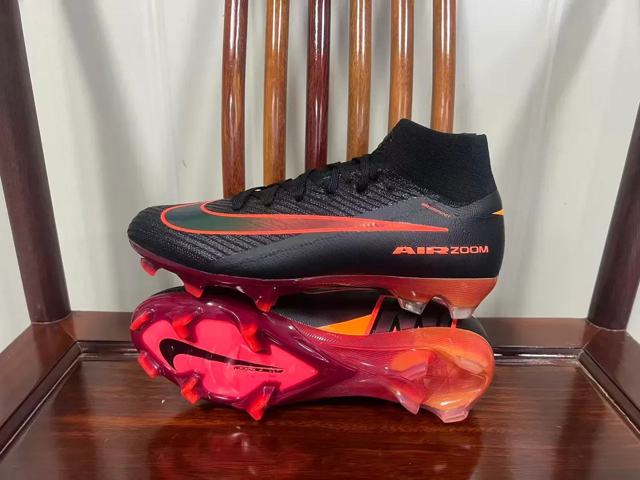 Nike Mercurial Air Zoom Zapatos de fútbol negro naranja verde terreno firme 7