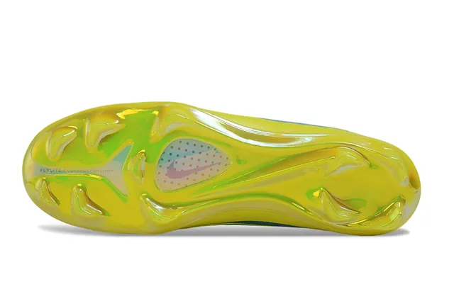 Nike Mercurial Sapatos de futebol rosa e amarelo, upper baixo em malha, sola translúcida neon, para solo firme 6