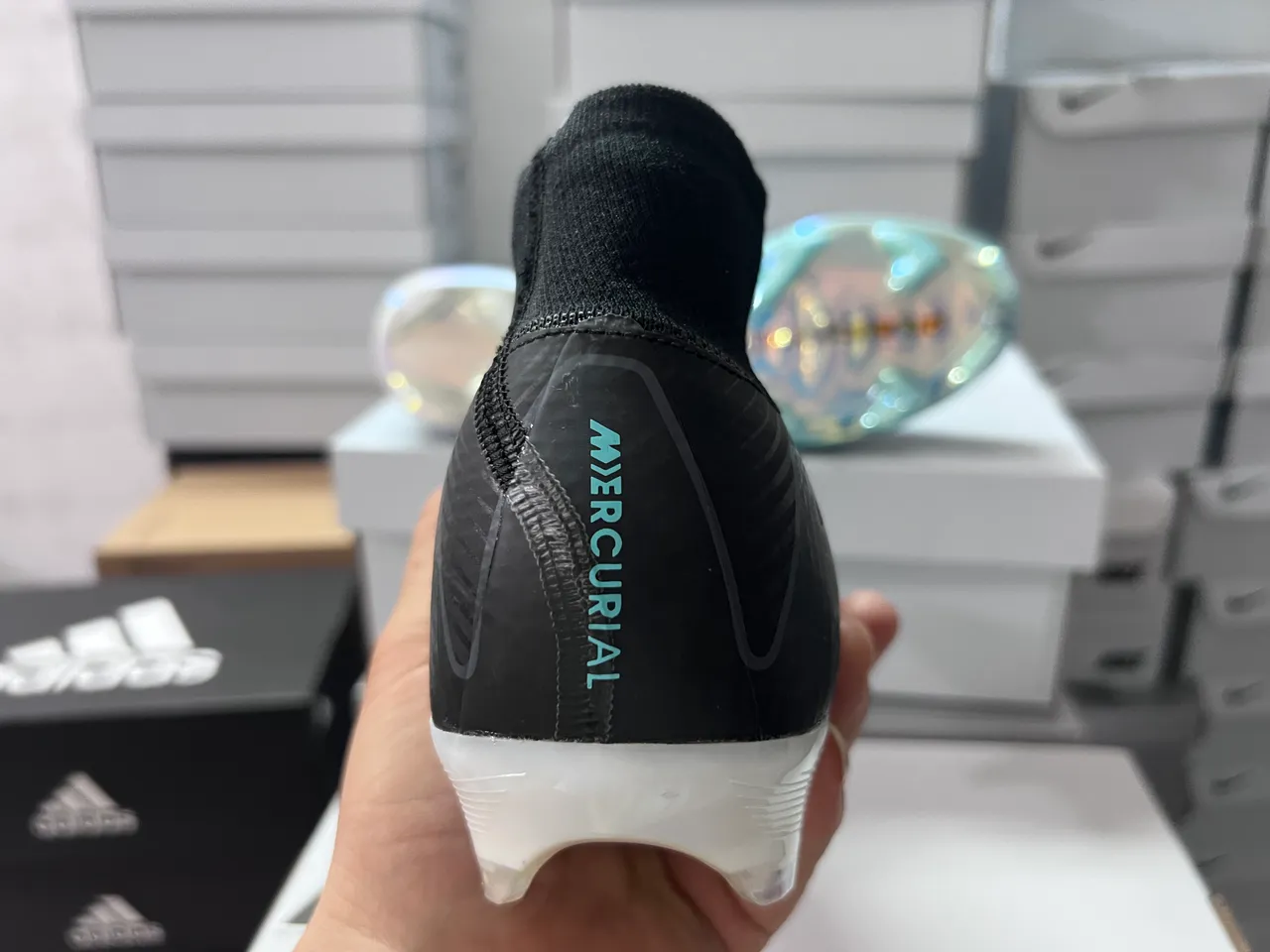 Nike Mercurial Superfly أحذية كرة القدم السوداء الفيروزية البراقة للأرضية الصلبة 6