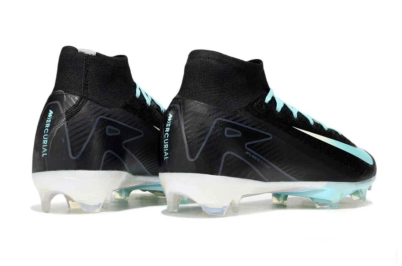 Nike Mercurial Superfly أحذية كرة القدم السوداء الفيروزية البراقة للأرضية الصلبة 12