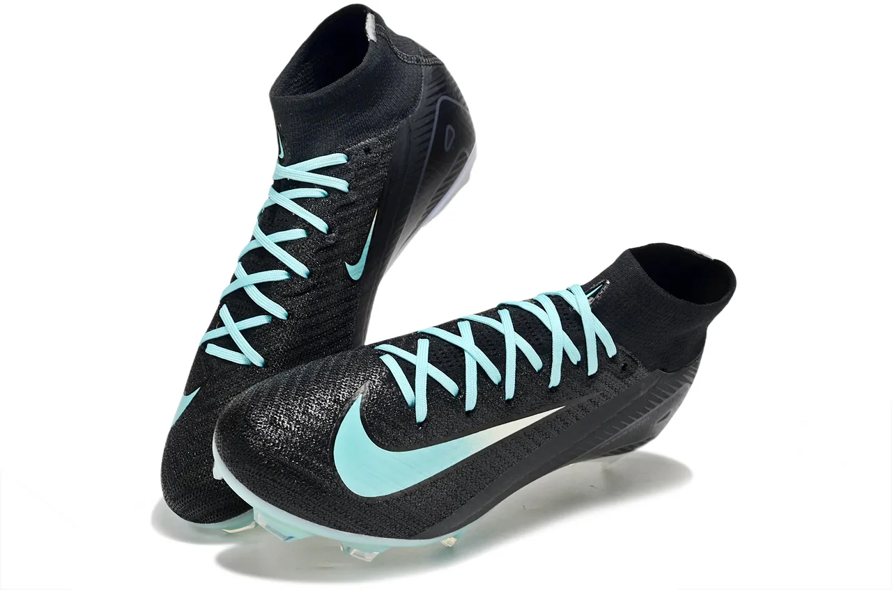 Nike Mercurial Superfly أحذية كرة القدم السوداء الفيروزية البراقة للأرضية الصلبة 14