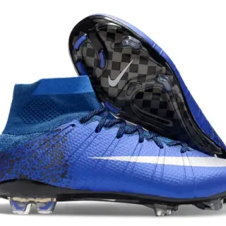 Nike Mercurial Superfly Azul e Preto Estampa de Leopardo Firm-Ground Chuteiras de Futebol