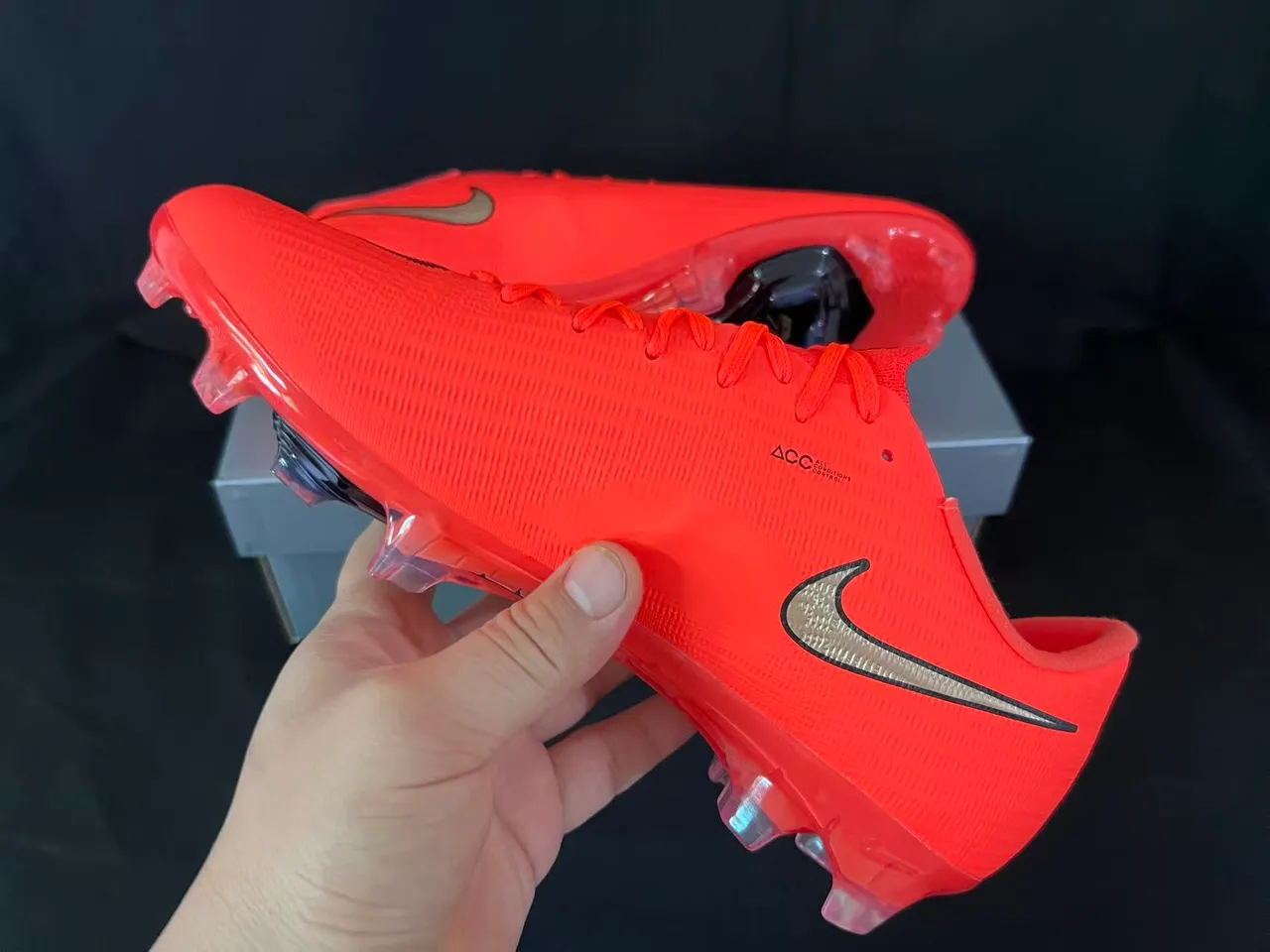 Nike Mercurial Superfly Flyweave Ultra Naranja Dorado Tierra Firme Zapatos de fútbol 4