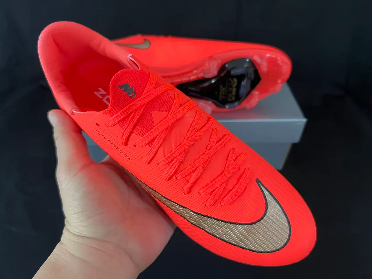 Nike Mercurial Superfly Flyweave Ultra Naranja Dorado Tierra Firme Zapatos de fútbol 5