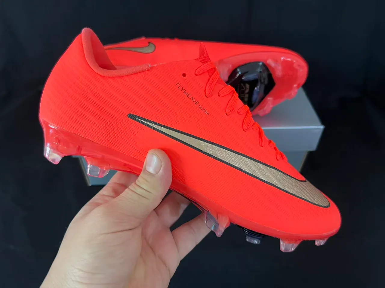 Nike Mercurial Superfly Flyweave Ultra Naranja Dorado Tierra Firme Zapatos de fútbol 6