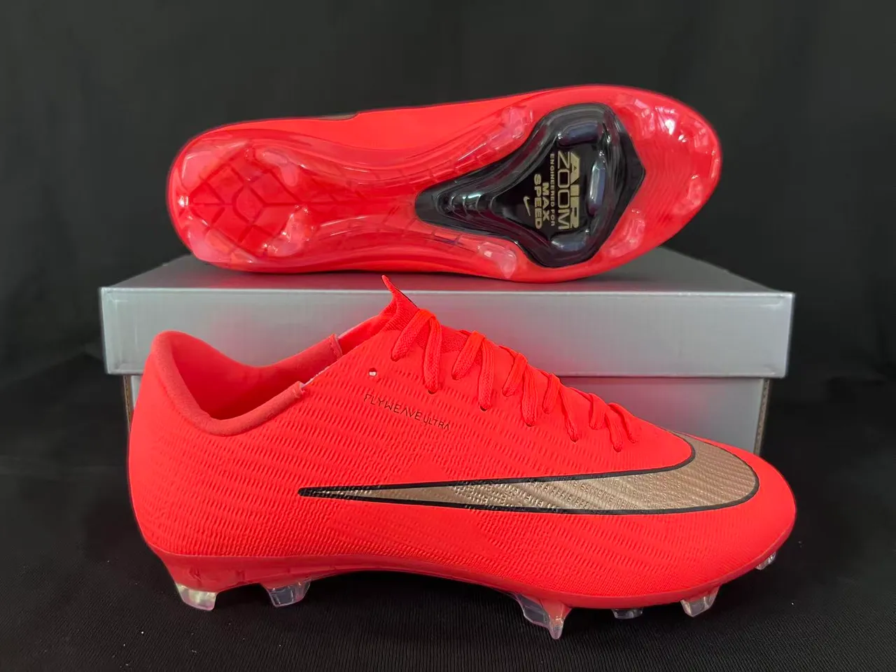 Nike Mercurial Superfly Flyweave Ultra Naranja Dorado Tierra Firme Zapatos de fútbol 7