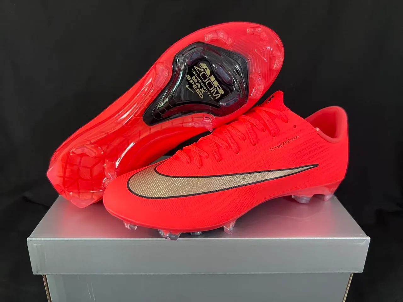 Nike Mercurial Superfly Flyweave Ultra Naranja Dorado Tierra Firme Zapatos de fútbol 8
