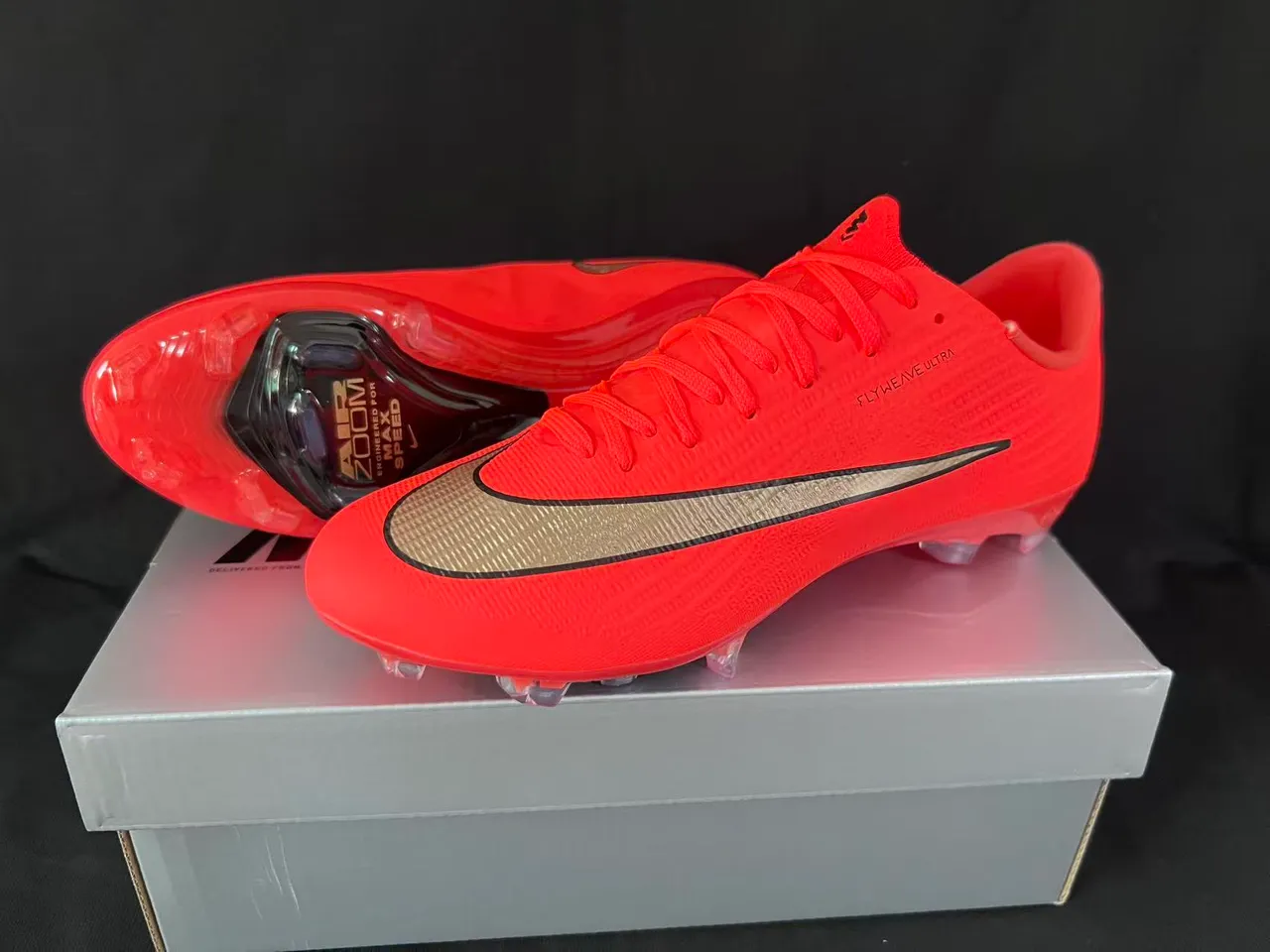 Nike Mercurial Superfly Flyweave Ultra Naranja Dorado Tierra Firme Zapatos de fútbol 9