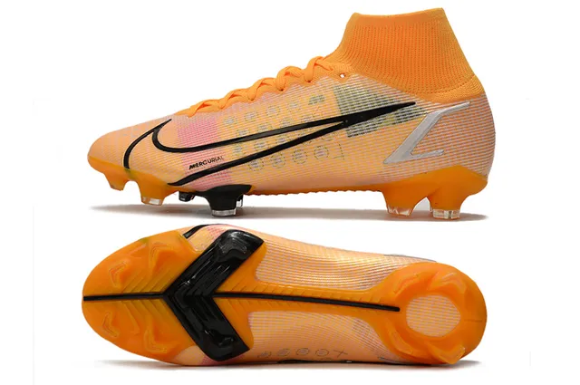 Nike Mercurial Superfly Tênis de futebol laranja preto para terreno firme 2