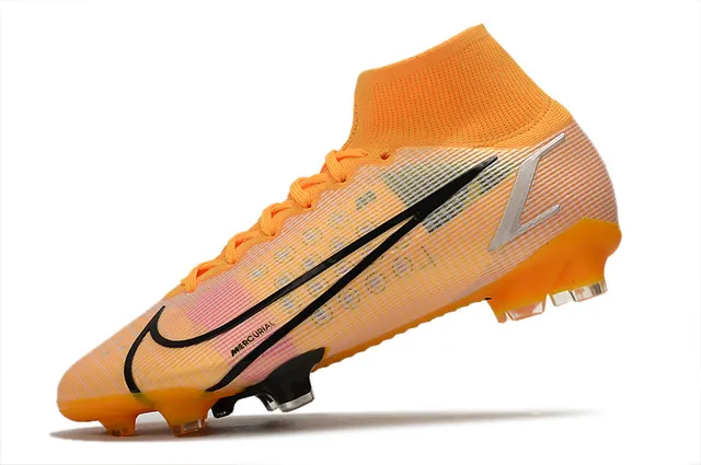 Nike Mercurial Superfly Tênis de futebol laranja preto para terreno firme 4