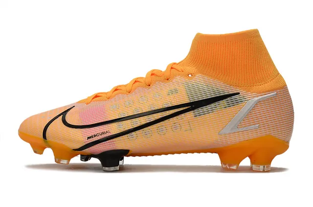Nike Mercurial Superfly Tênis de futebol laranja preto para terreno firme 5