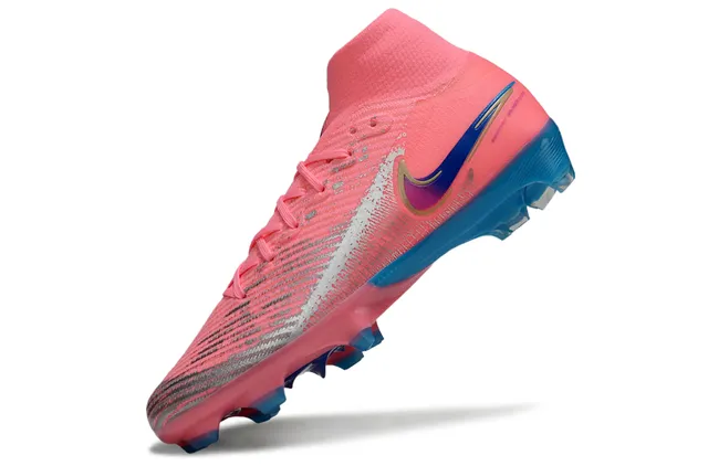 Nike Mercurial Superfly Tênis de futebol rosa azul gola alta tipo meias gramado firme 4